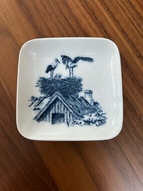 Royal Copenhagen Blue and White Stork Nest Trinket Dish